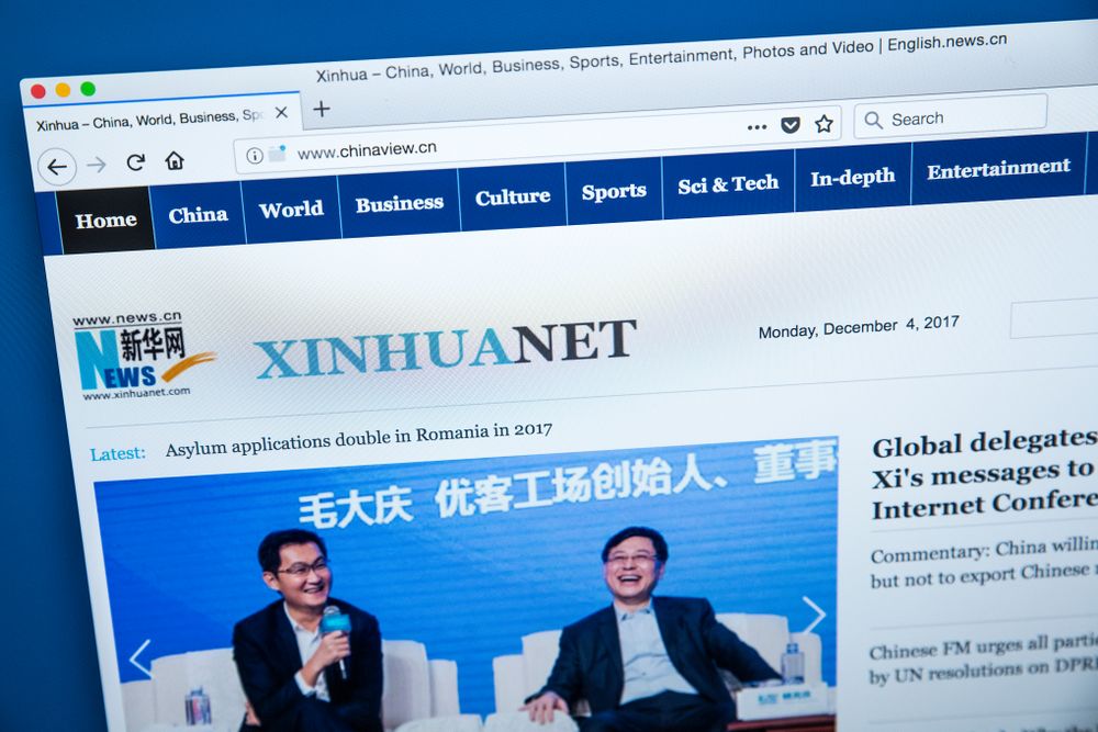 The Xinhua homepage — the official press agency of the Peoples Republic of China. (shutterstock.com)