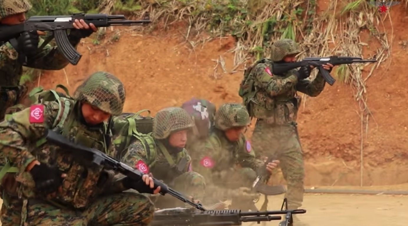 A still from an Arakan Army propaganda video. (Image by Rakharazu Media/Youtube)