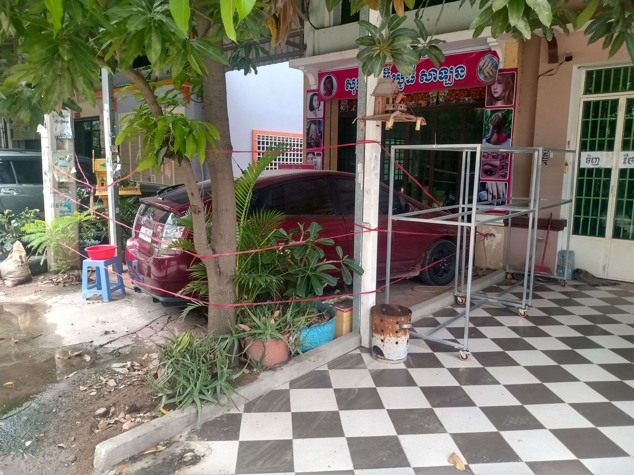 A taped-off house of a COVID-19 patient in Phnon Penh