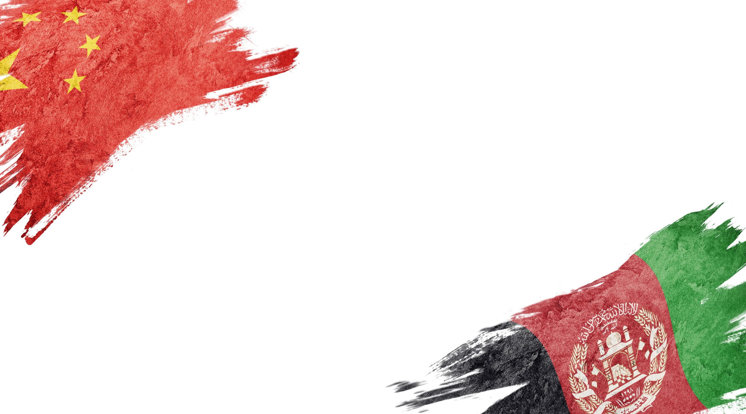 Flags of China and Afghanistan on White Background 