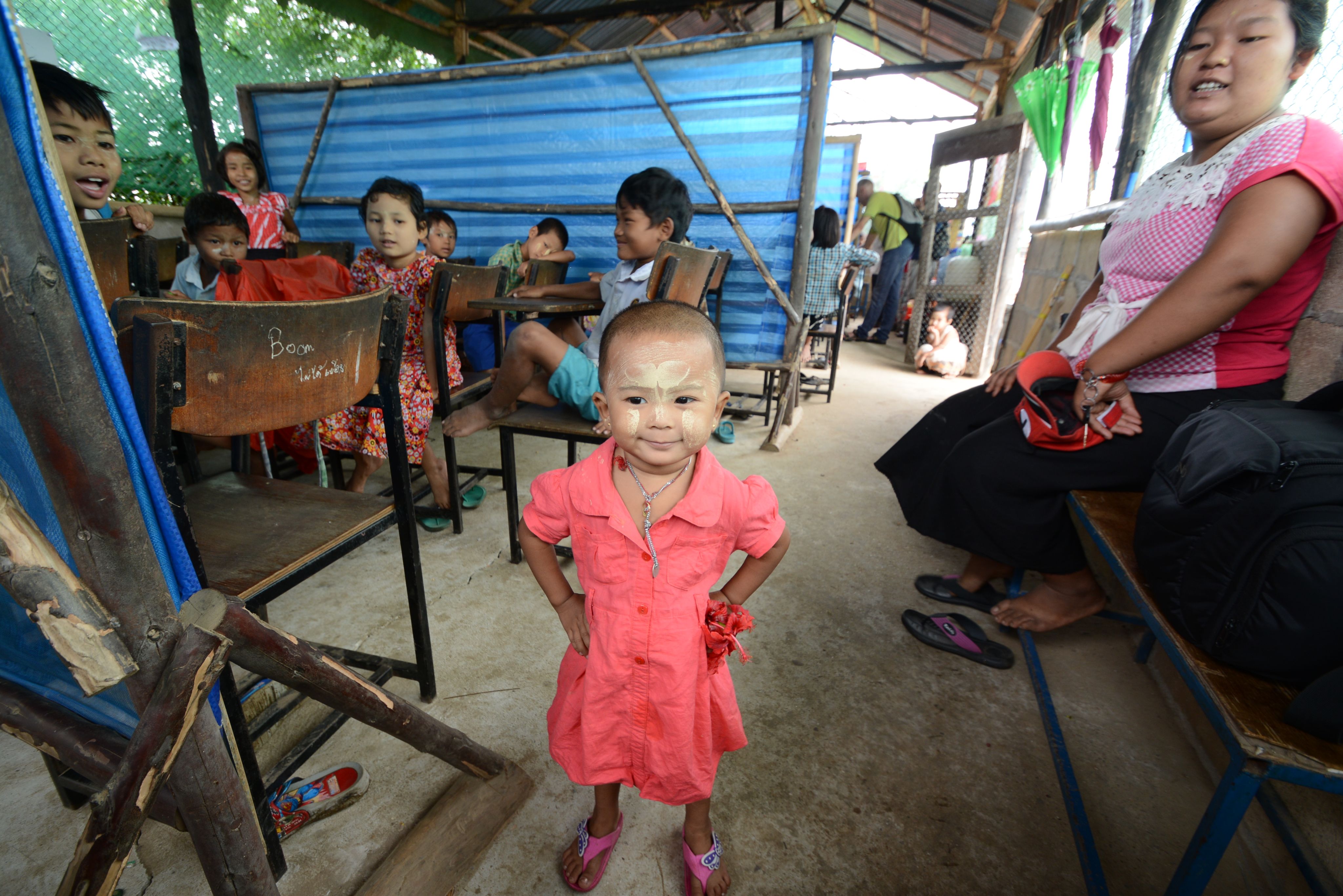 a make-shift classroom in a Karen village in northern Thailand