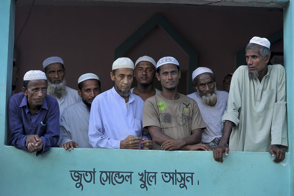 Rohingya men in Bangladesh at a madrasah at Mosuni Di Leda, Teknaf Cox's Bazar, Bangladesh on Oct. 10, 2017. (shutterstock.com photo)