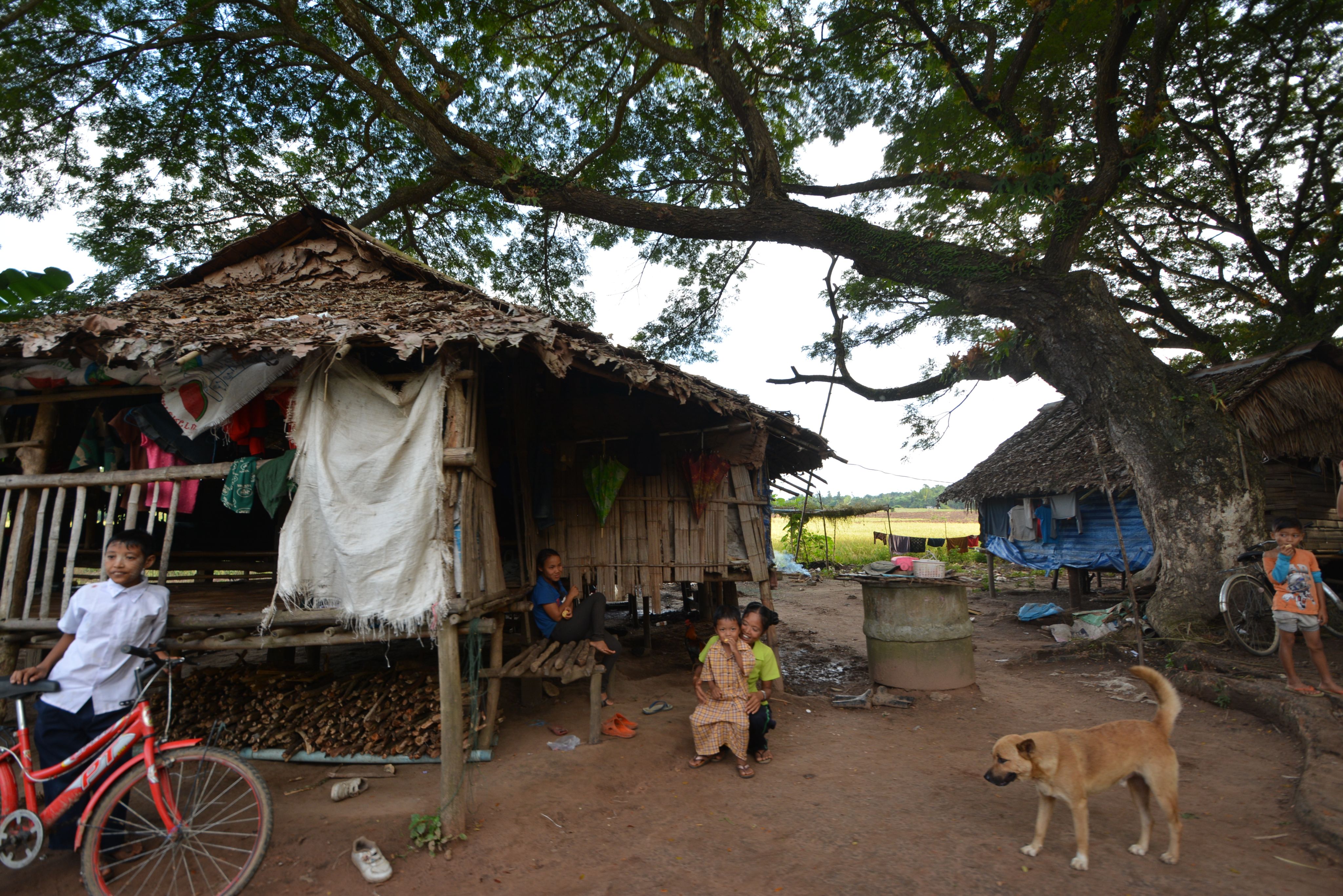 Wooden huts of Karen people in Thailand