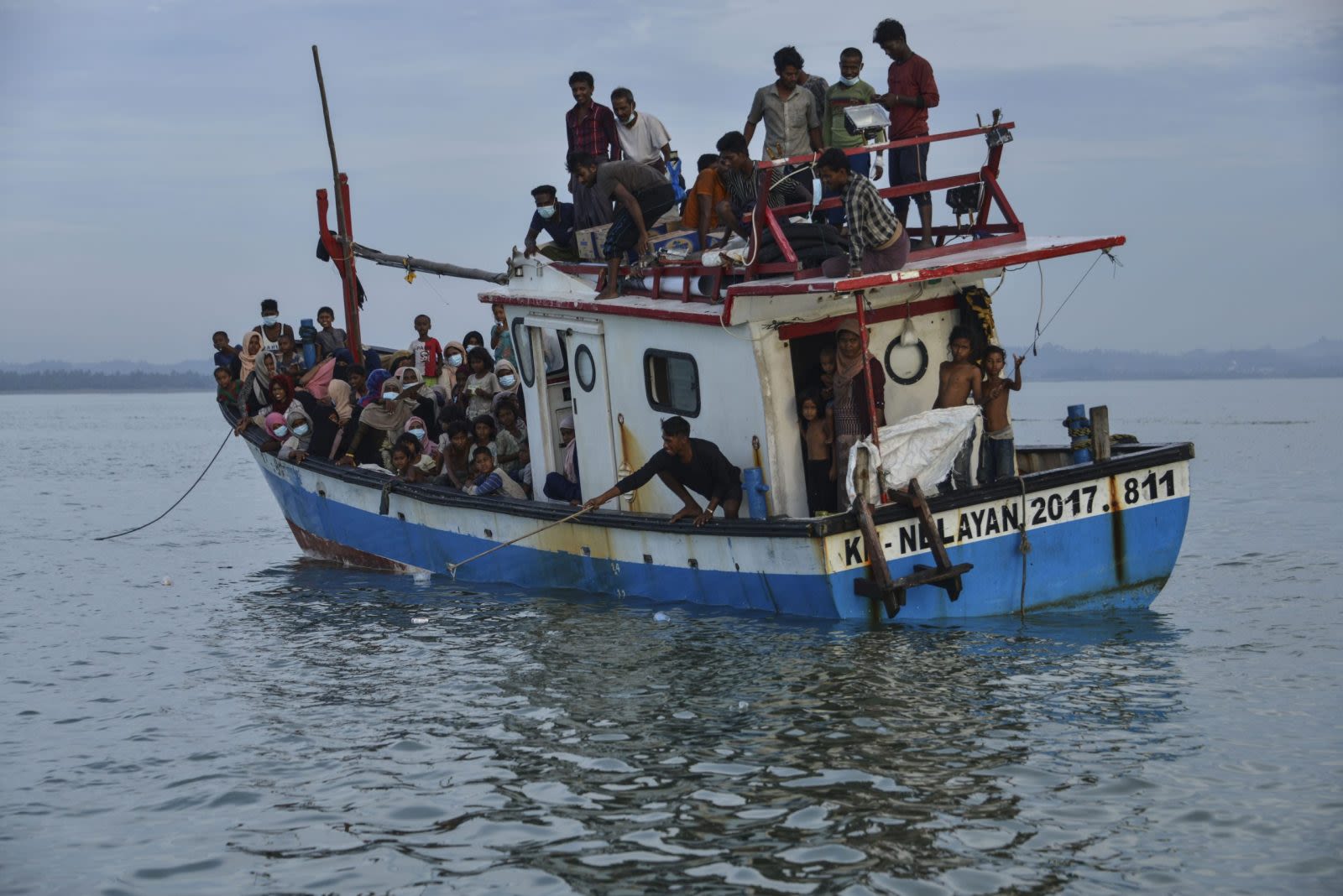 a boat carrying Rohingya people from Myanmar