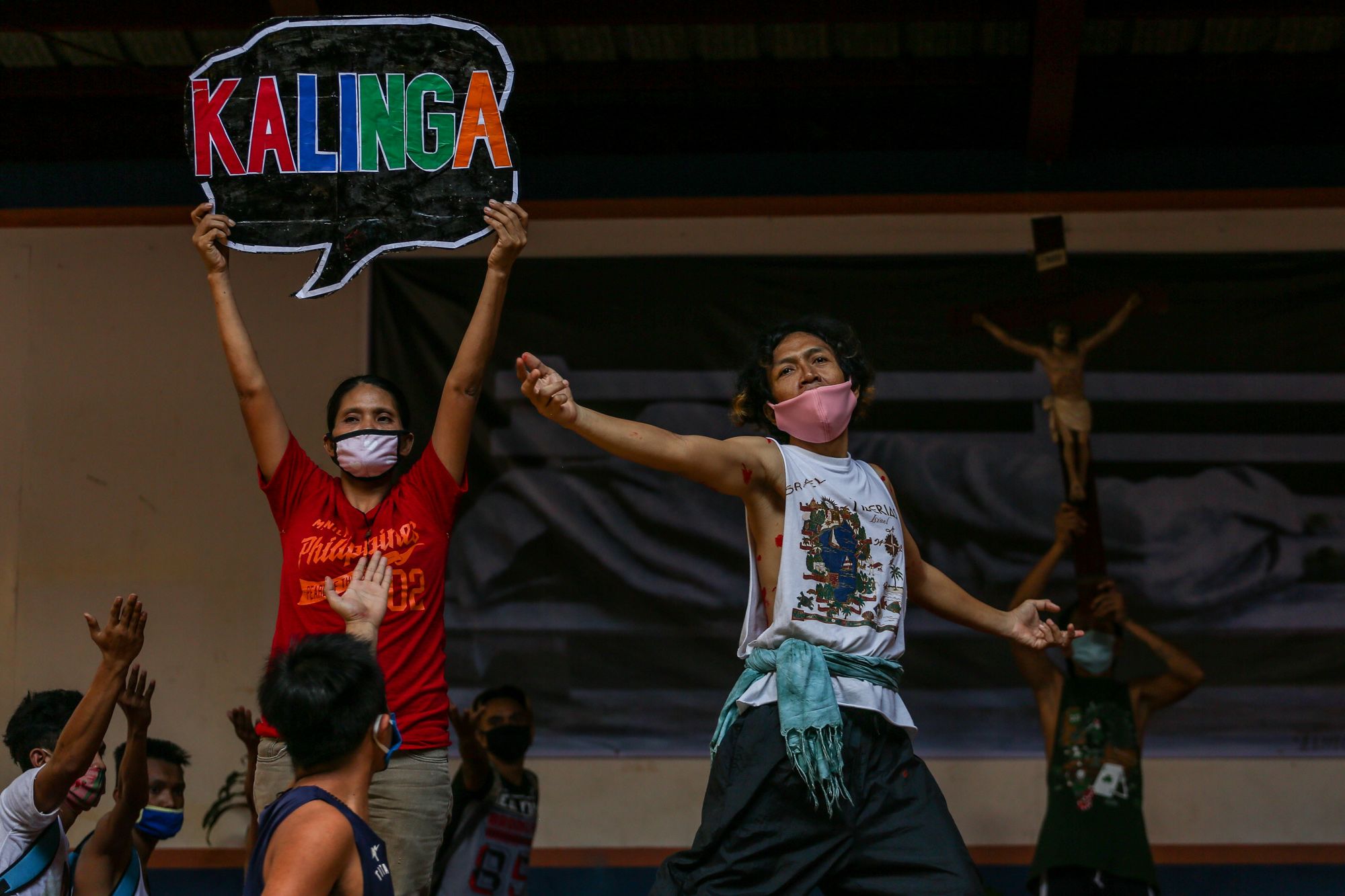 Roland Sanlao performs on stage inside the Paco Catholic School in Manila, Philippines.