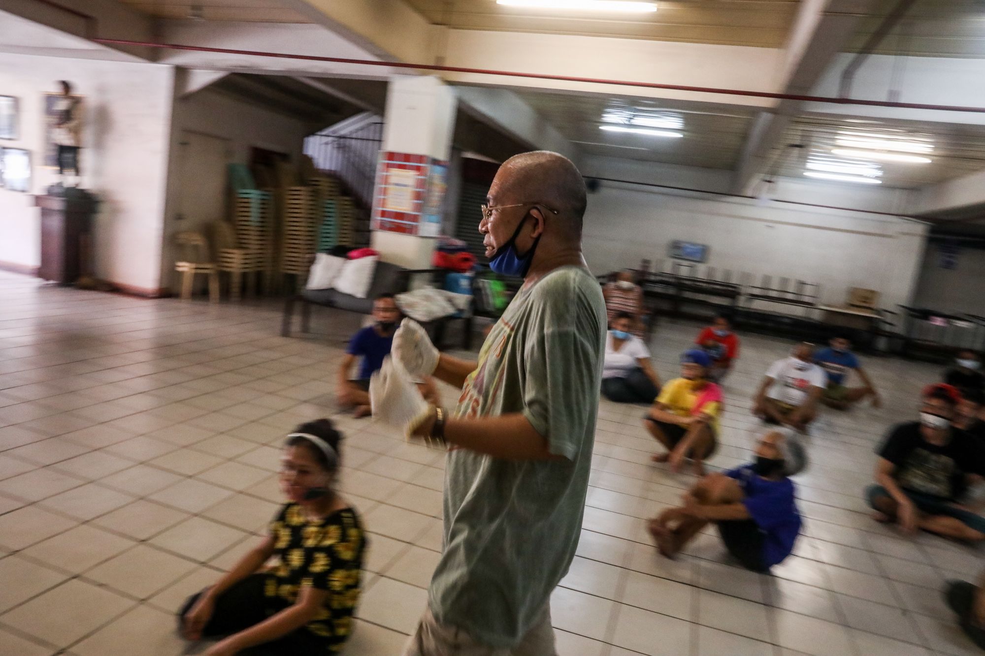 Albert Saldajeno, head animator of Kalipaya Minsitry, gestures during the theater workshop at the Paco Catholic School in Manila