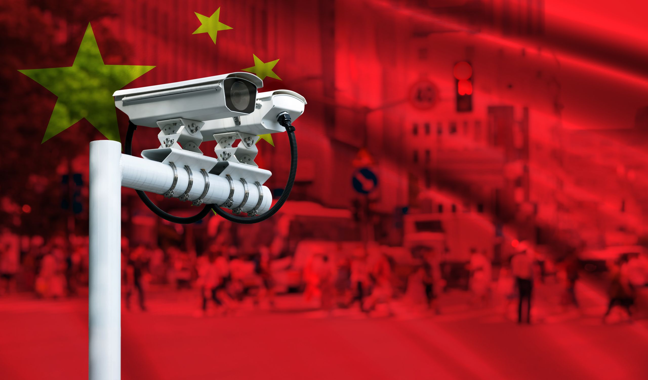 CCTV cameras over Chinese national flag