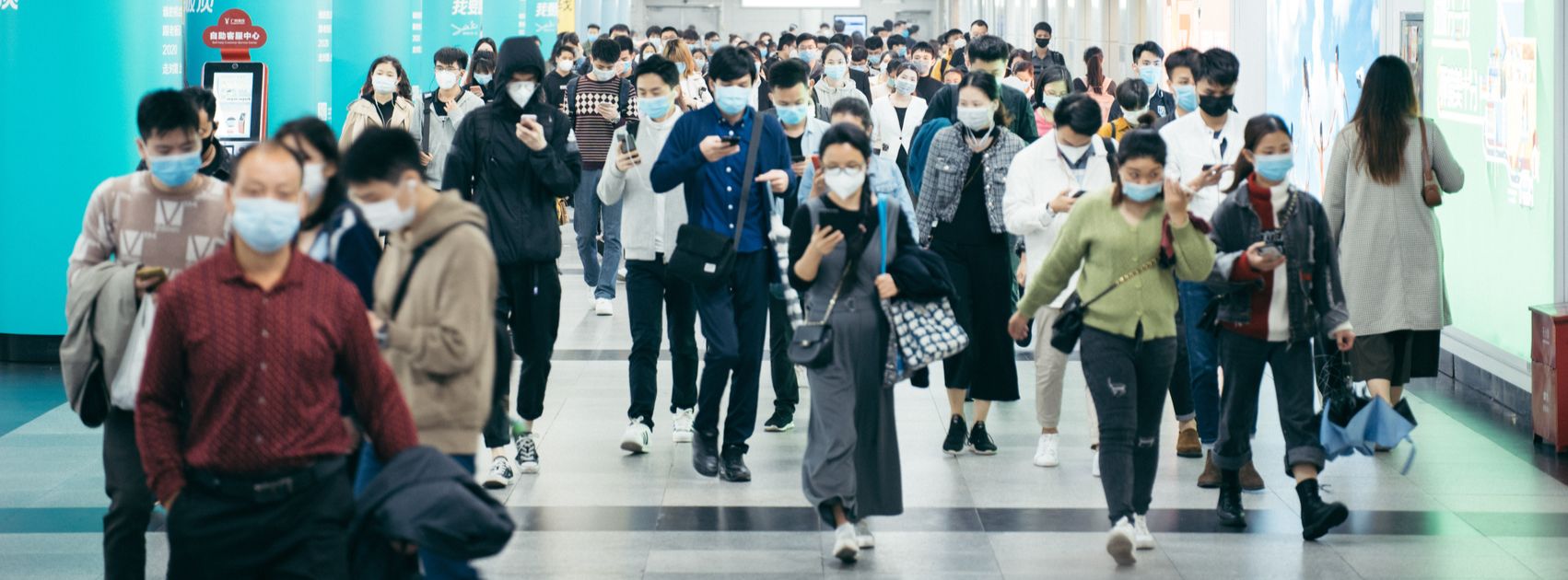 People with masks to protect themselves from the new coronavirus at Guangzhou metro sometime in March. (shutterstock.com photo)