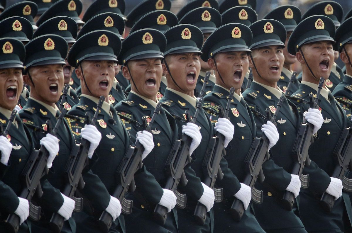 Soldiers of People's Liberation Army marching